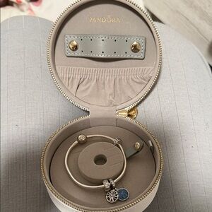 Pandora Silver Bracelet with Blue Enamel Charm